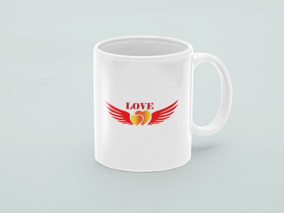 Hearts with Wings - valentine themed printed ceramic white coffee and tea mugs/ cups