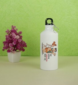 Marathi StoneAge Man: Aluminium Sipper Bottle With Holding Hook, Best Gift For Singles