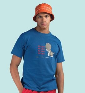 Again No Love : Sublimation Printed (Blue) T-Shirt For Singles

