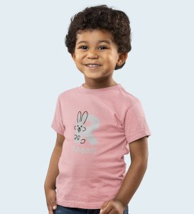 Running Rabit, Printed Cotton Tshirt (Baby pink) for Boys
