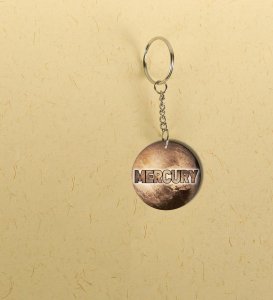 Mystical Mercury Planet Art Printed Keychain Pack of 2