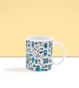Morning Coffee Doodles and Vibes Design Printed Coffee Mug 250ml