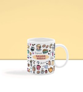 Perfect Coffee and Dessert Break Doodle Printed Coffee Mug 250ml