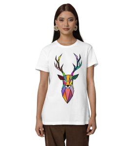 Rainbow Horned Vision: Graphic Printed White T-Shirt