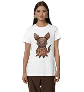 Elephant Elegance in Angles: Graphic Printed White T-Shirt