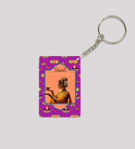 Vibrant Indian Festive Design Diwali Themed Printed Keychain Pack of 2