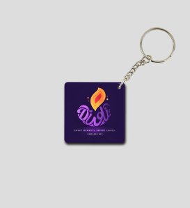 Spread Festive Glow Diwali Slogan Printed Square Keychain