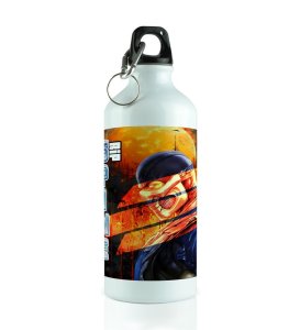 Intense Masked Fighter in Flames Aluminium Printed Sipper Bottle 600ml